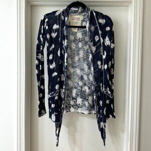 Billabong Dark Blue & White Pattern Cardigan Sweater, Size Large